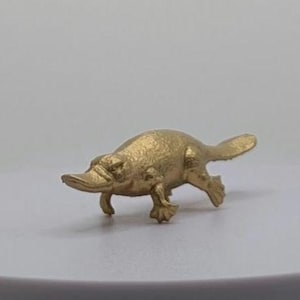 Gold Platypus Miniature Figurine Unique Decor Decoration Gift River Outdoor Animal Ornithorhynchus Australia
