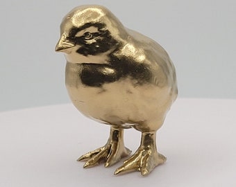 Chick Gold 3D Printed Chicken peep bird baby Miniature Mini Figure Figurine Gift Desk Cute Meme Animal collection decoration
