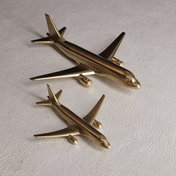 Airplane Gold 3D Printed Plane miniature figurine toy small mini trinket decoration totem gold good luck gift pilot aviation vacation