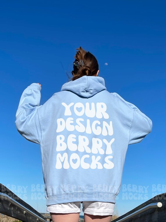 Gildan 18500 Mockup Light Blue Gildan Mockup Words On Back Gildan Mockup Oversized Hoodie Mockup Nature Trendy Mockup Gildan Sweatshirt