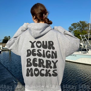 Back Sport Grey Gildan 18500 Mockup Gildan Mockup, Words On Back Gildan Mockup Oversized Hoodie Mockup Nature Trendy Beach Gildan Sweatshirt
