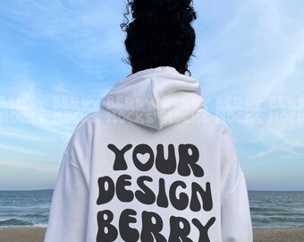 Gildan 18500 Mockup African American Model, White Gildan Mockup, Words On Back Gildan Mockup, Oversized Hoodie Mockup, Beach Black Mixed