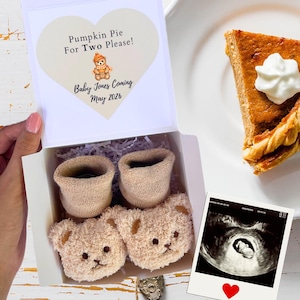 Fall Pregnancy Reveal Box: Baby Booties & Pumpkin Pie - Grandparent Announcement
