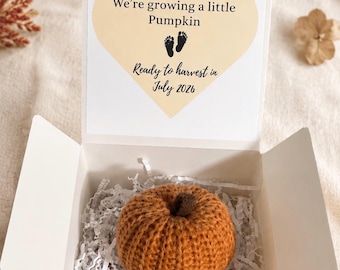 Pumpkin Pregnancy Announcement Box “We’re growing a little pumpkin”  Baby Reveal  | Family Announcement, Grandparents |  Box 5x5x3