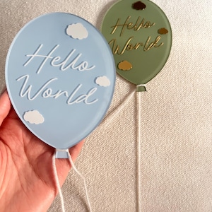 Geboortekaartje acrylballon | Geboortekaartje wolken | Bordfotorekwisiet | Ziekenhuispasgeboren 'Hi World'-bordballonnen en wolken