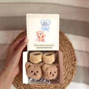 Mini Pregnancy Announcement Box: Baby Bear Booties, Heart Balloon - Grandparents Gift