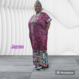 Ankara Kaftan with Rhinestone designs
