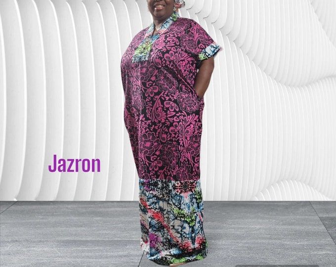 Ankara Kaftan with Rhinestone designs