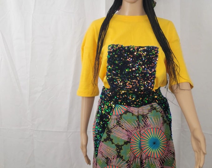 T Shirt Top with Ankara pants for women