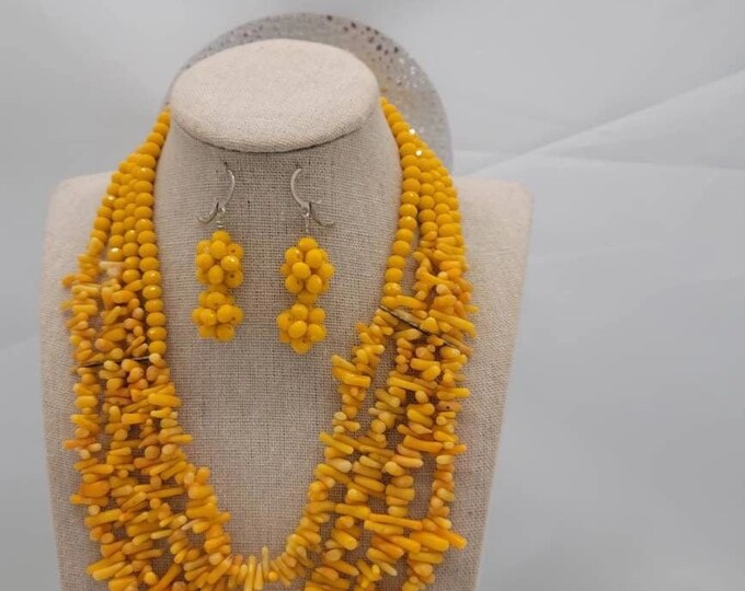 Yellow Beaded Necklace for women.
