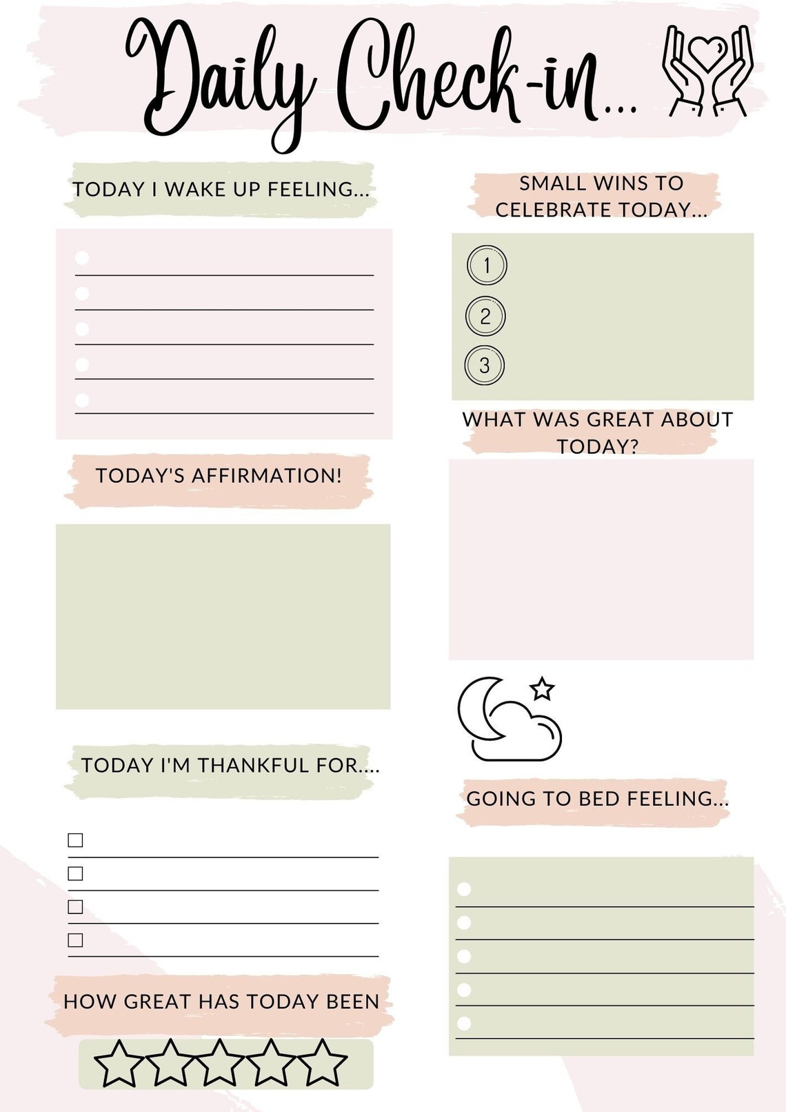 Daily Checkin Journal Page Printable PDF Positivity & Gratitude Diary Daily Checkin Journal Page Printable PDF Positivity & Gratitude Diary