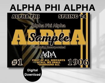 Hermoso cartel descargable digital personalizado Alpha Phi Alpha, griego negro, regalos de hermandad, hombre alfa, cruce de líneas, regalo de sucesión