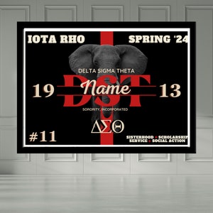 Large beautiful personalized Delta Sigma Theta inspired poster, Black Greek, sorority gifts, D9 gifts, DST, Redz, line crossing
