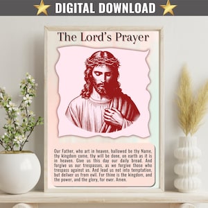 The Lord’s Prayer Digital Wall Art | Christian Scripture Printable | Bible Verse Jesus Poster | Our Father Prayer Decor | Faith-Based art