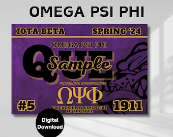 Hermoso cartel descargable digital personalizado Omega Psi Phi, griego negro, regalos de fraternidad, Kappa, cruce de líneas, regalo testamentario