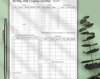 Paycheck Budget Tracker | Printable Finance Planner | Expense, Debt & Savings Log | A4, A5, US Letter | Instant Download