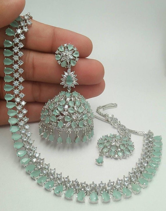 Sea green on sale jewellery set