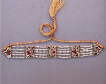 Gold Finish Multicolor Navratan Choker Necklace