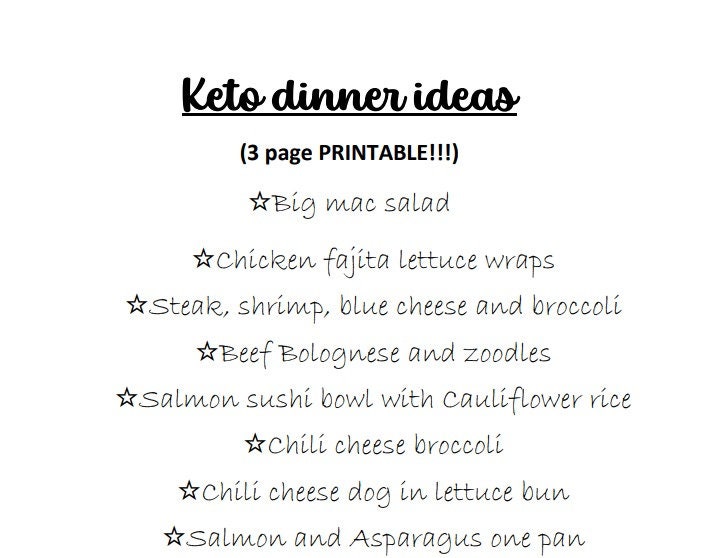 EASY KETO Dinner Ideas PRINTABLE - Etsy