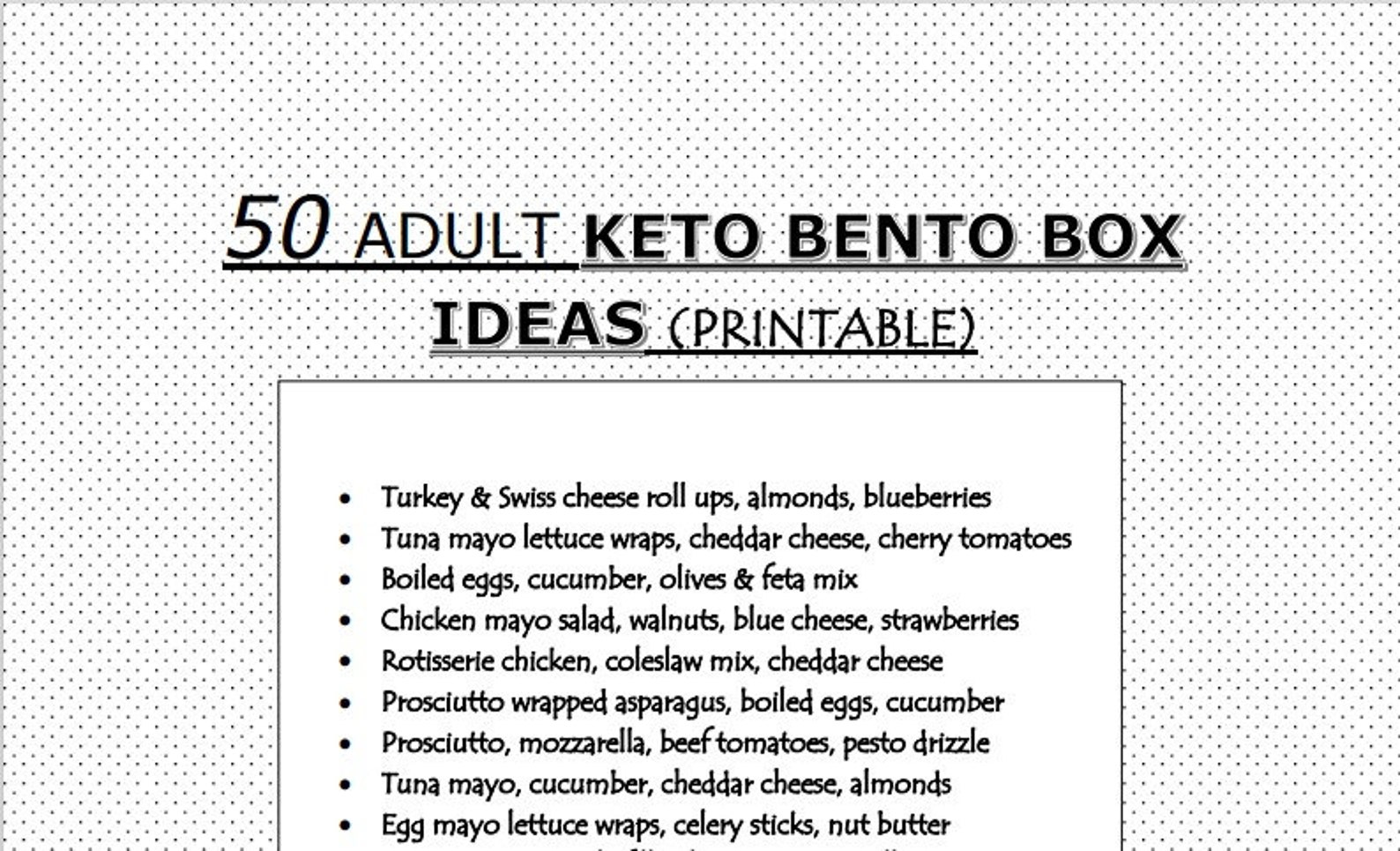 50 Adult KETO BENTO BOX Ideas printable Etsy