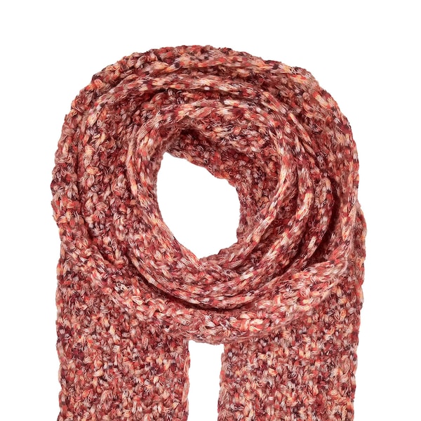 Skinny Scarf, Hand Knitted, 100% Cotton | Terracotta & Mauve | Unisex | Choker Scarf, Necklace Scarf, Ribbon Scarf, Textile Jewelry