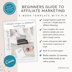 Affiliate Marketing Beginners Guide | Done For You Lead Magnet | Ebook Template | PLR Ebook | Canva Template | Marketing Strategy | DFY