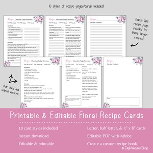 Recipe Cards | Recipe Card Templates | Printable &amp; Editable | Recipe ...