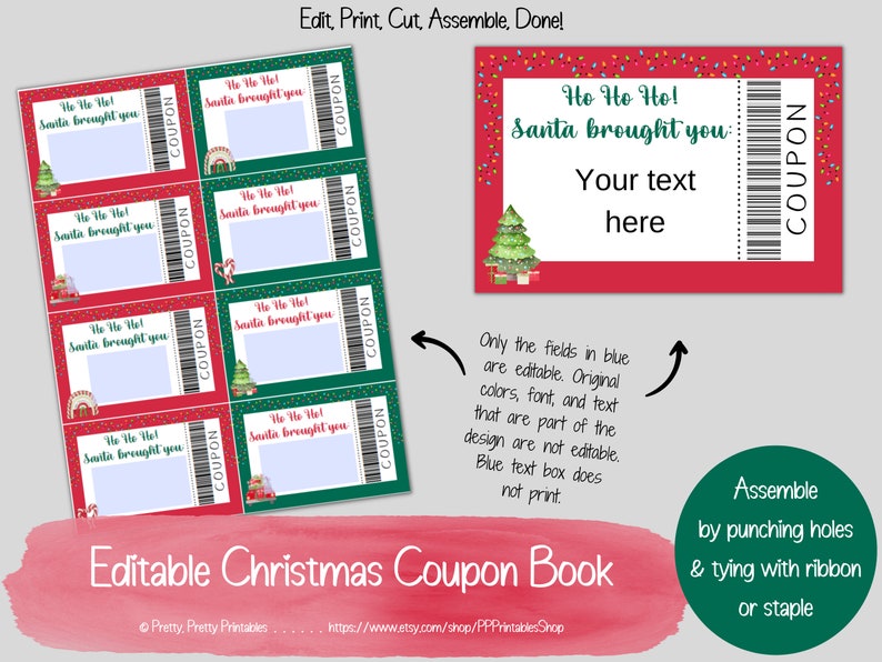 Christmas Coupon Book Printable & Editable DIY Christmas Etsy