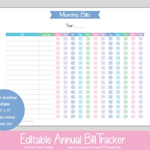 Monthly Bill + Budget Tracker Bundle - Editable & Printable - Pastel ...