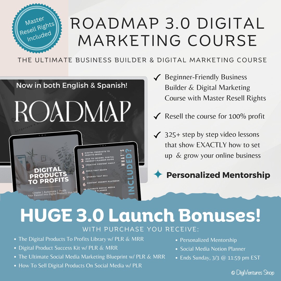 Roadmap 3.0 Digital Marketing Course Master Resell Rights MRR Done for ...