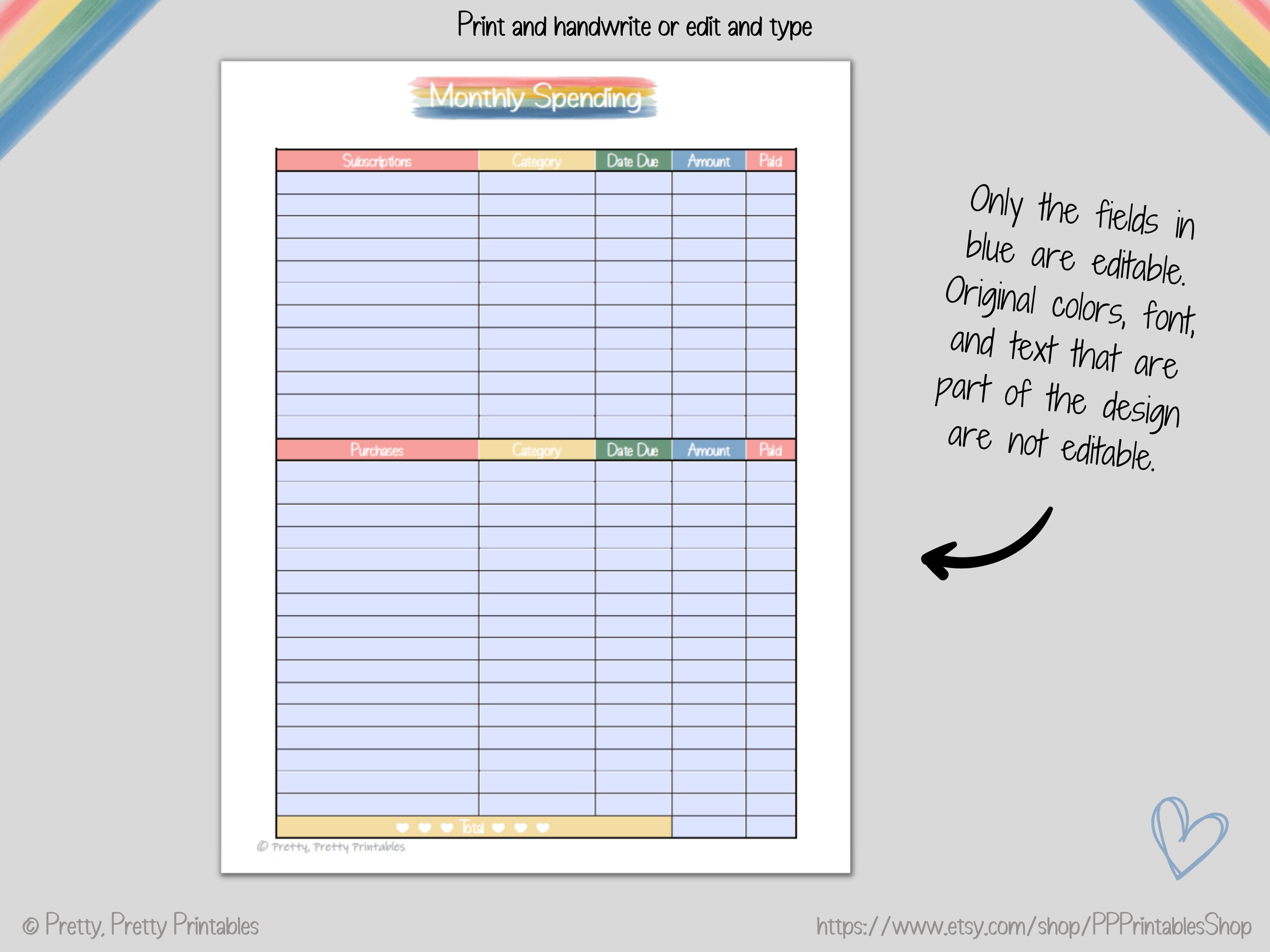 Monthly Bill + Budget Tracker Bundle - Editable & Printable ...