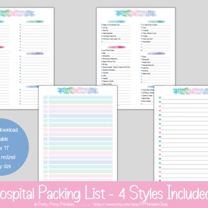 Hospital Packing List Editable &amp; Printable Labor and - Etsy