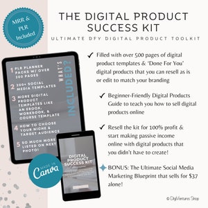 Digital Product Success Kit | Done For You Digital Products & Templates | Canva Template | PLR Digital Products |Digital Marketing Guide MRR