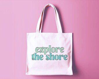 Explore the Shore Tote or Cosmetic Bag - Heavyweight Natural Canvas