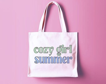 Cozy Girl Summer Tote or Cosmetic Bag - Heavyweight Natural Canvas