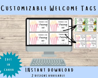 Back to School Welcome Tags | Printable Teacher Gift Tags | First Day of School Favor Tags | Editable Welcome Labels | Instant Download