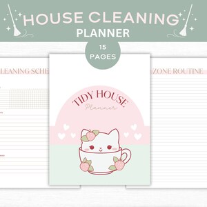 Printable Cleaning Planner - Cute Declutter Schedule with Daily|Weekly|Monthly Cleaning Checklists