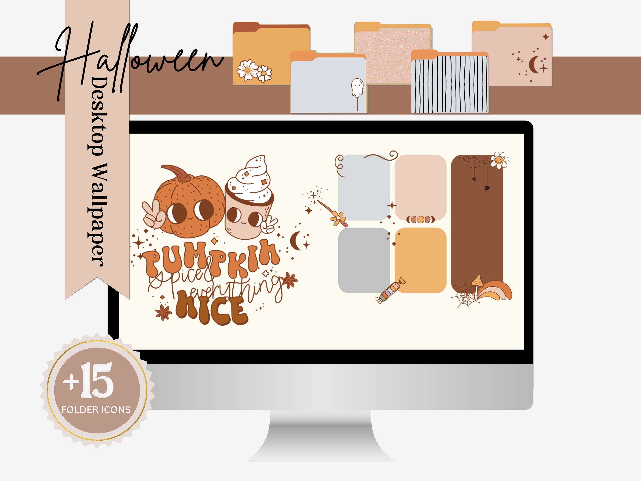 Halloween Wallpaper Desktop Folder Icons Fall Background PC Wallpaper