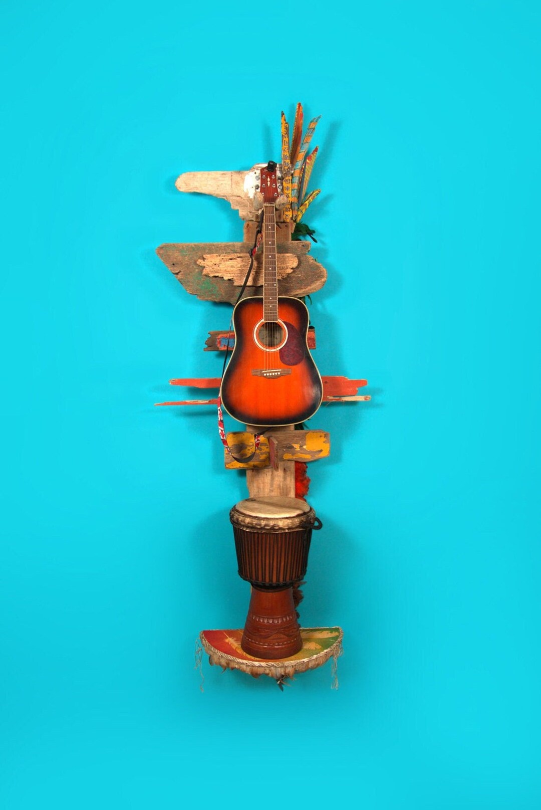 Large Drift Wood Instruments Wall Rack / Instruments Reclaim Wood Wall ...