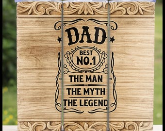 Pappa Mannen Myten Legenden Tumbler Wrap | Rustik träsublimeringsdesign (digital nedladdning)