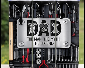 Pappa Mannen Myten Legenden Tumbler Wrap | Verktygstema Sublimering PNG (Digital Nedladdning)
