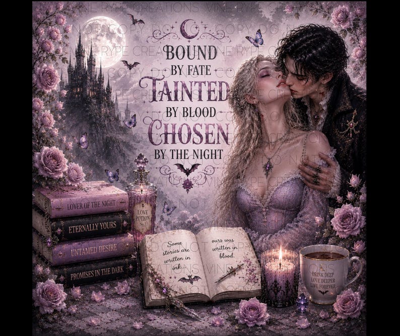 Gothic Vampire Couple Tumbler Wrap | Dark Romance Fantasy Design ...
