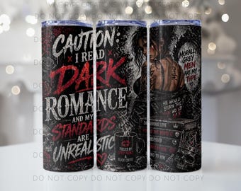 Mörk romantik läsare tumblerwrap | Gotisk BookTok sublimeringsdesign (PNG)