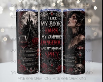 Gotisk vampyrromantik Tumbler Wrap | Mörk fantasy-bokälskare PNG (digital nedladdning)