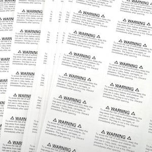 Printable FBA Compliant Suffocation Warning Labels for 2.83x1.375 stickers