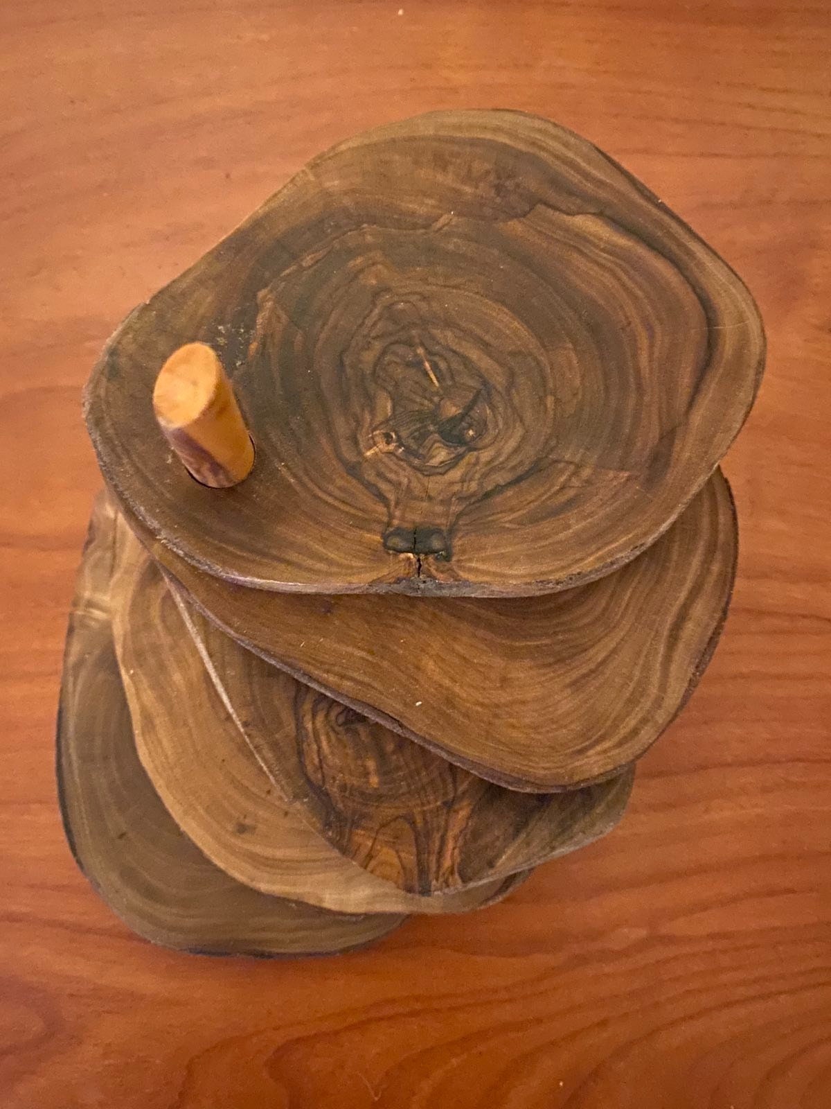 Olive Wood Square Coasters - Set of 4 - Naturally Med
