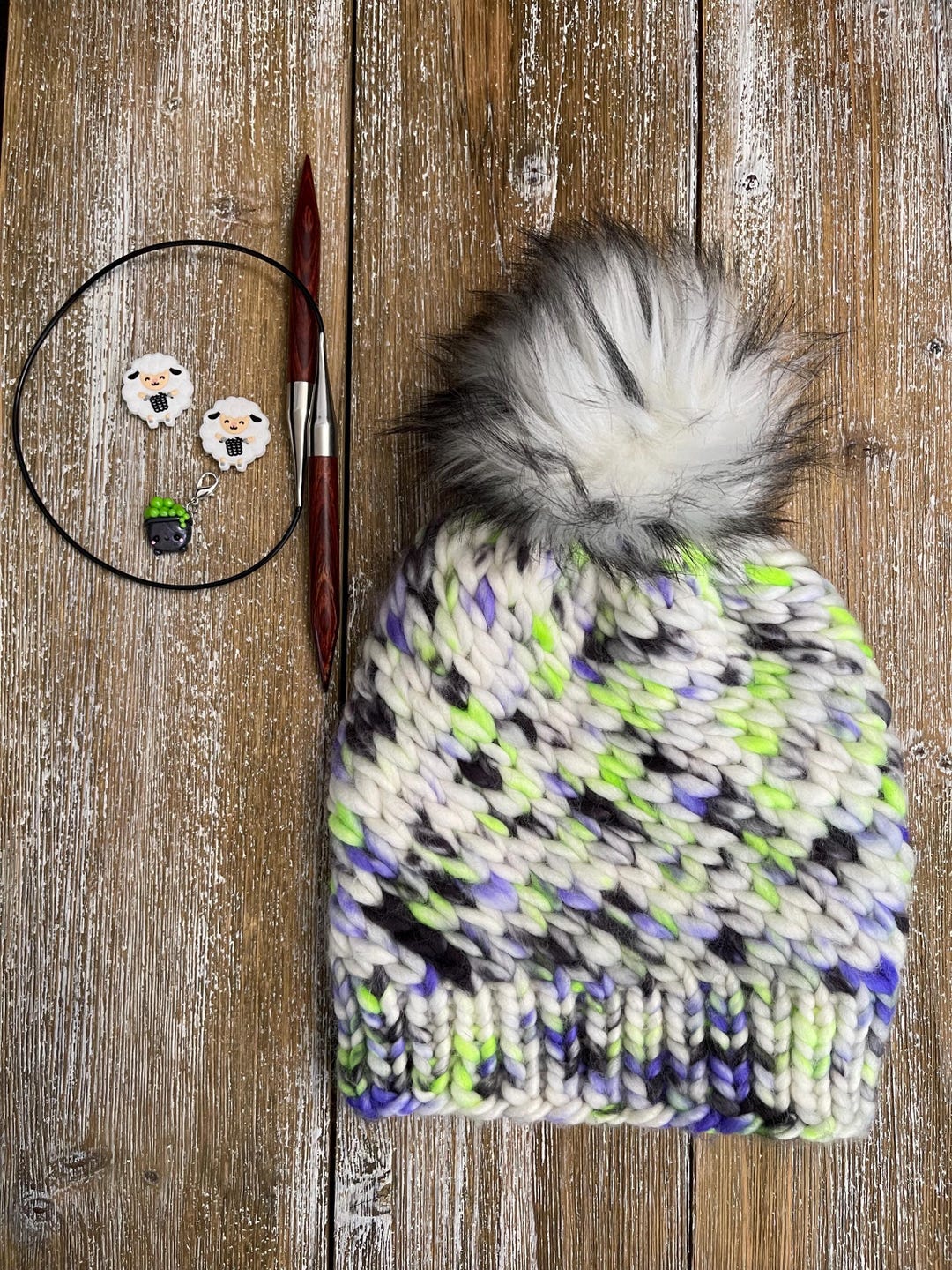 LUX Adult or Teen Beanie Wool and Luxury Faux Fur Pom Pom - Etsy