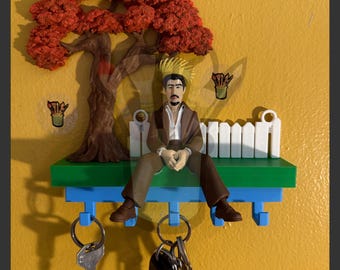 Puerto Rico flamboyant tree keyholder with jibaro and pava hat
