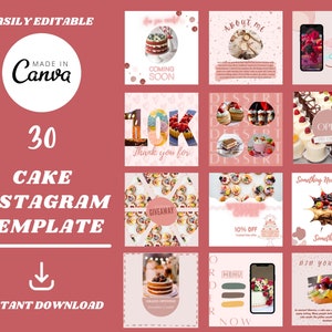 30 Szablon Instagrama Piekarni, 30 Szablon Ciasta, 30 Szablon Instagrama Biznesu Ciasta, 30 Szablon Canva Piekarni, 30 Szablon Canva Ciasta,
