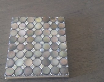 Vintage mother of pearl compact mirror